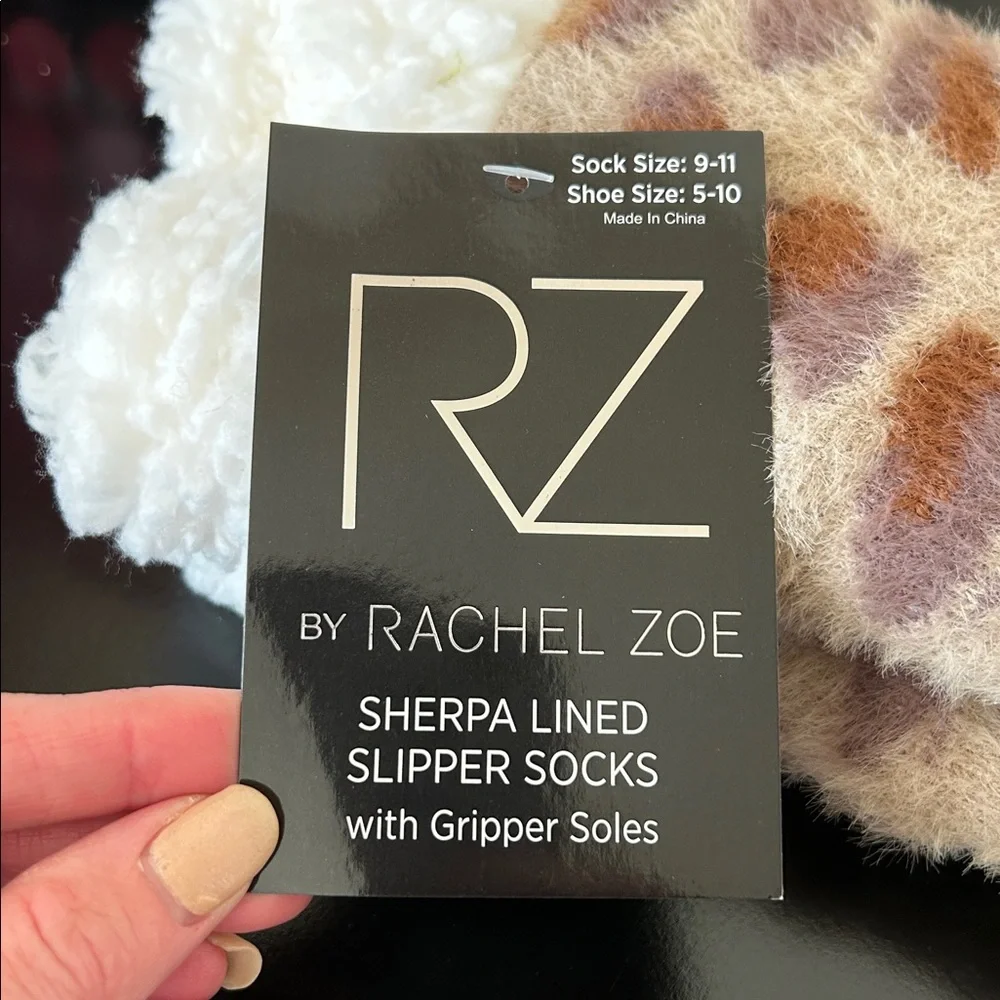 Rachel Zoe Leopard Print Sherpa Slipper Socks
